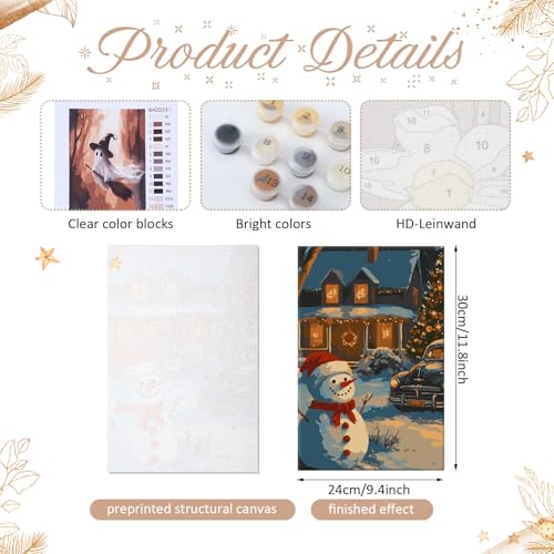 YooNotee 6 Pcs Winter Wonderland Paint by Numbers Kit for Adults 12x8 Inch Christmas Themed Canvas with Easel, DIY Oil Painting for Beginners, Home Wall Decor - style: Tree