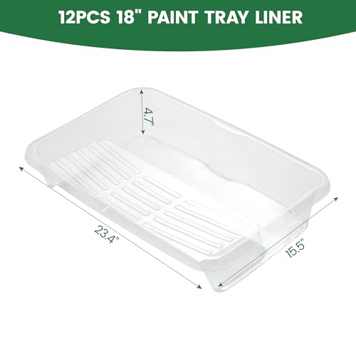 VOOMEY 12-Pack 18 Inch Disposable Paint Tray Liners, Deep-Well Paint Pan Liners for 18" Trays, Easy Clean & Quick Color Change (Fits VOOMEY 18 Inch Paint Trays Only) - size: 18 Inch Paint Tray Liners (12pcs)