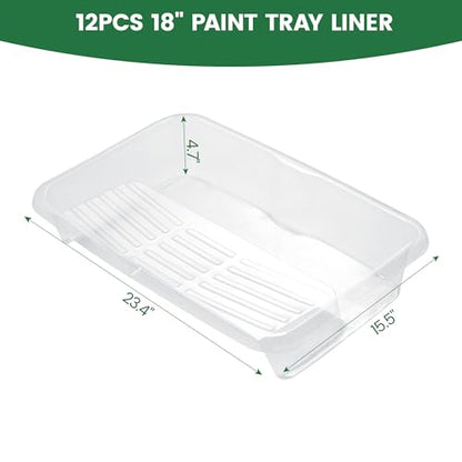 VOOMEY 12-Pack 18 Inch Disposable Paint Tray Liners, Deep-Well Paint Pan Liners for 18" Trays, Easy Clean & Quick Color Change (Fits VOOMEY 18 Inch Paint Trays Only) - size: 18 Inch Paint Tray Liners (12pcs)