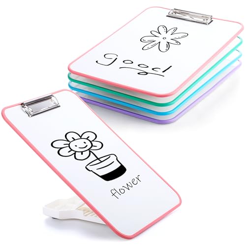 Seajan 4 Set Writing Slant Board with Stand, 15°-75° Desktop Whiteboard Dry Erase Clipboard 12x9 Inch Portable Reusable Handwriting Practice Teacher Office Supplies for Reading Drawing Studying