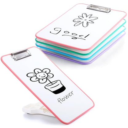 Seajan 4 Set Writing Slant Board with Stand, 15°-75° Desktop Whiteboard Dry Erase Clipboard 12x9 Inch Portable Reusable Handwriting Practice Teacher Office Supplies for Reading Drawing Studying