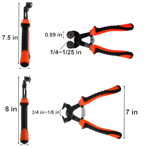 Okllen 2 Pieces Glass Tile Nippers Set, Heavy Duty Wheeled Glass Mosaic Nipper & Hd Ceramic Tile Nipper, Tile Cutter Pliers with Soft Grip Handle