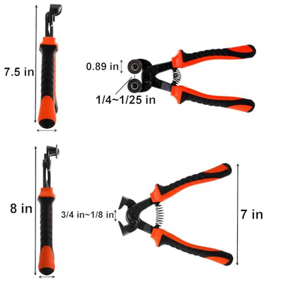 Okllen 2 Pieces Glass Tile Nippers Set, Heavy Duty Wheeled Glass Mosaic Nipper & Hd Ceramic Tile Nipper, Tile Cutter Pliers with Soft Grip Handle