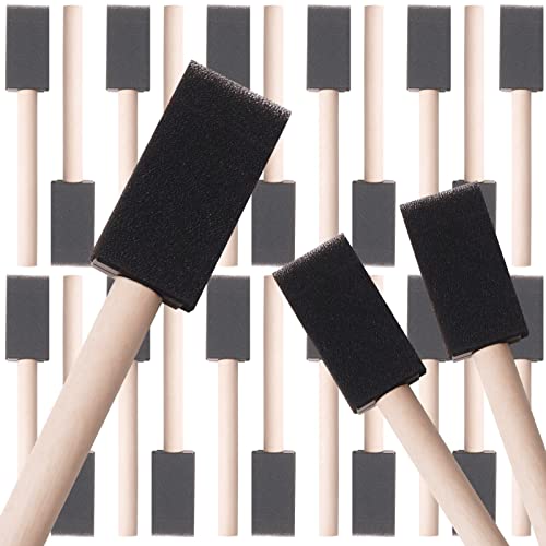 Foam Paint Brushes, 27 Pack, 1 Inch Sponge Paint Brushes, Paint Sponges Set, Foam Brushes for Painting, Wood Handle Sponge Brushes for Staining, Painting Tools for Crafts, DIY Projects - size: 1 inch, 27 pack