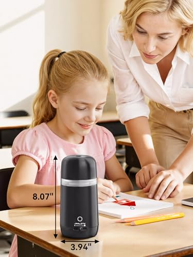 JARLINK Automatic Electric Pencil Sharpener - Hands-Free Operation, 3 Sharpness Modes, 3-Second Sharpening, Rechargeable & Portable for 7-12mm Pencils, Ideal for Classroom and Home Use (Black) - color: Black