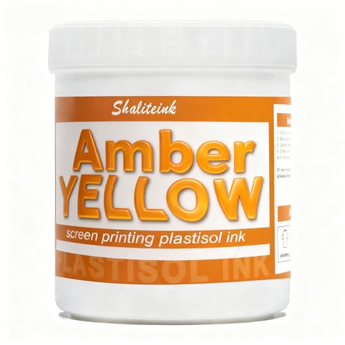 Shaliteink® Screen Printing Plastisol Ink Amber Yellow - Highly Opaque Screen Printing Ink for Cotton, Polyester and Other Fabrics (8oz.) - color: Amber Yellow, size: 8 fl oz