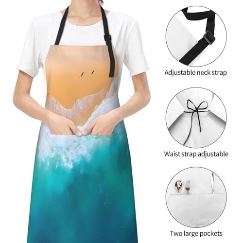 Beach For Waterproof Adjustable Adult Apron With Pockets For Men And Women Cooking, Painting
