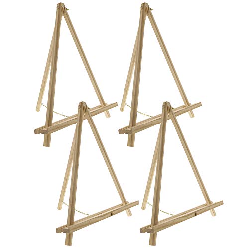 U.S. Art Supply 16" Natural Wood Tabletop Easel (4 Pack) - Adjustable A-Frame Canvas Stand for Painting Party & Signs - Table Top Easel for Painting, Canvas Holder, Crafts, Photos, Pictures - color: Natural, size: 16 inch