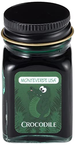 Monteverde Jungle Fountain Pen Ink, 30ml, Crocodile (Green) | Animal-inspired fountain pen ink with bold color, smooth flow, and creative writing personality. - color: Crocodile (Green)