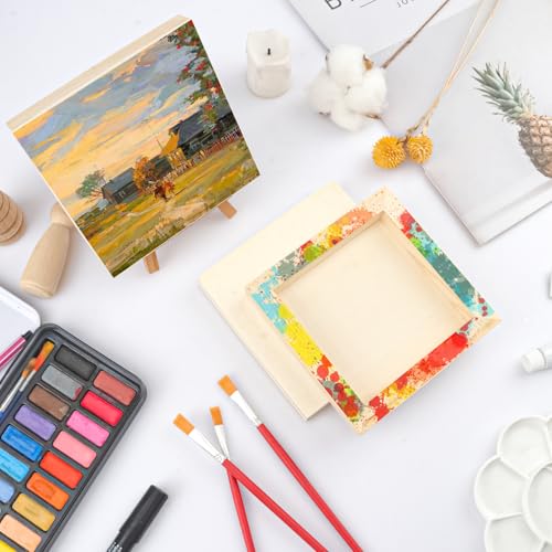 26 Pack 5 x 5 Inch Wood Panels, 5 inch Square Wooden Canvas Boards for Crafts, Painting, and DIY Art Projects - size: 26 Pack 5 x 5 Inch