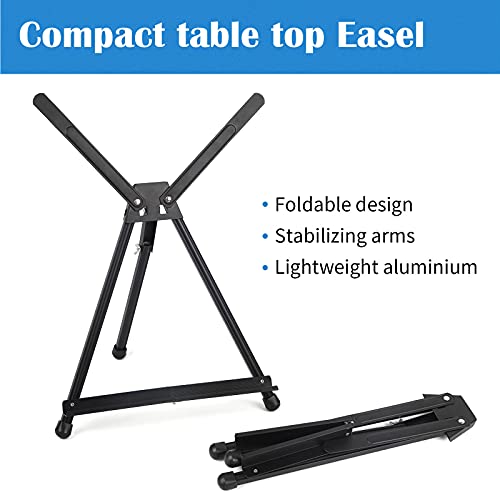 Falling in Art Aluminum 15" to 21" Tabletop Easel Display, Black Tripod with Rubber Feet, Holds Canvas, Paintings, Books, Photos, Signs - style: 1 PACK