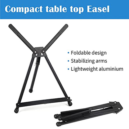 Falling in Art Aluminum 15" to 21" Tabletop Easel Display, Black Tripod with Rubber Feet, Holds Canvas, Paintings, Books, Photos, Signs (8 Pack) - style: 8 PACK