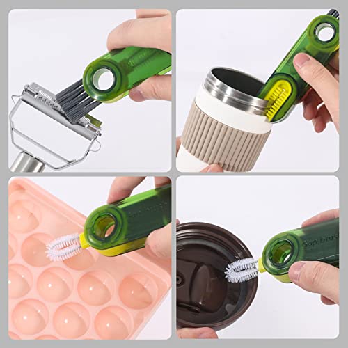 3 in 1 Cup Lid Gap Cleaning Brush Set, Multifunctional Insulation Bottle Cleaning Tools, Mutipurpose Tiny Silicone Cup Holder Cleaner, Home Kitchen Cleaning Tools - color: Green