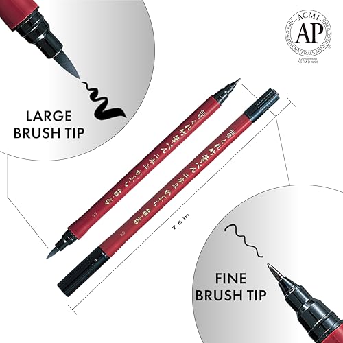 Kuretake Fude Brush Pen NIHON-DATE KABURA (No.55), hard and soft dual tip marker, for Calligraphy, Manga, Drawing, Professional, Artist, Made in Japan - style: Dual(N0.55)