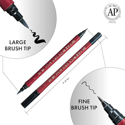 Kuretake Fude Brush Pen NIHON-DATE KABURA (No.55), hard and soft dual tip marker, for Calligraphy, Manga, Drawing, Professional, Artist, Made in Japan - style: Dual(N0.55)