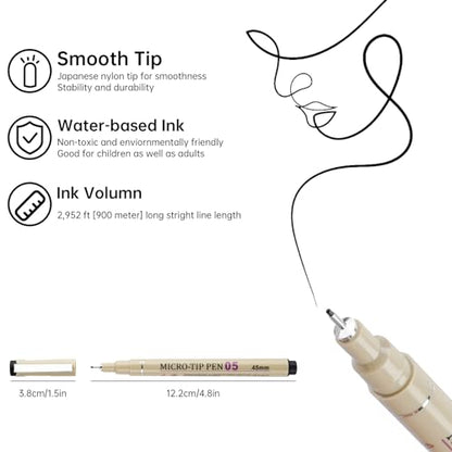 [24 Colors] 05 Micro, Fineliner Pen Set Ink, Fine Point Pen,Multi-liner, Sketching, Anime,Artist Illustrating/Technical Drawing, Office Documents… - color: 24 Colors