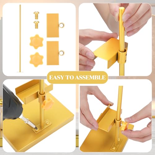 Yaocom Gold Tabletop Picture Frame Easel Stand 16. 5 Inch Adjustable Metal Frames Holder Stand Table Display Easel Picture Display Floor Art Holder for Home Exhibition Restaurant