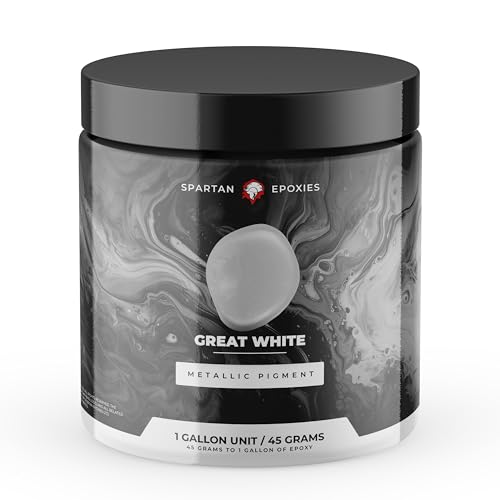 Spartan Epoxies Metallic Pigment Powder for Epoxy - 30 Unique Colors, 4oz for 1 Gallon and 12oz for 3 Gallons of Clear Epoxy, Made in the USA (Great White, 4oz (45 Grams)) - color: Great White, size: 4 oz (45 grams)