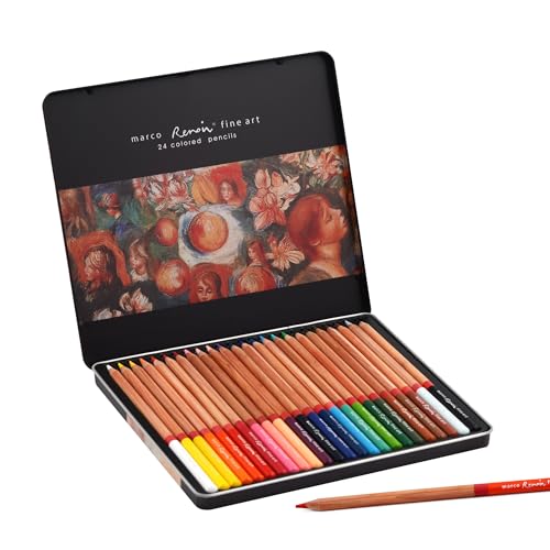 Oil-based Colored Pencils 3.7mm Thick Core, Unbreakable, Great Color Rendering, Iron Box Packed, for Artists & Art Lovers (Renoir 3100 Series - 24 Colors) - size: 1 Count (Pack of 24)