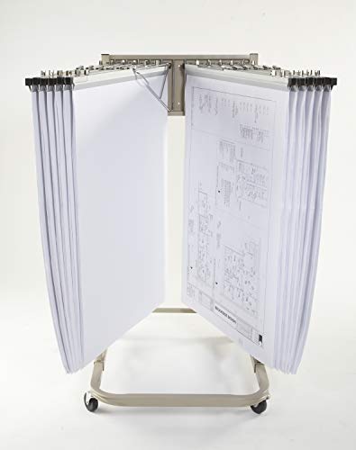 Mobile Blueprint Storage Rack – Holds Up To 1200 Blueprints In 12 Pivot Hangers – Vertical Blueprint Holder, Heavy Duty - MRWH - style: MRWH mobile blueprint storage