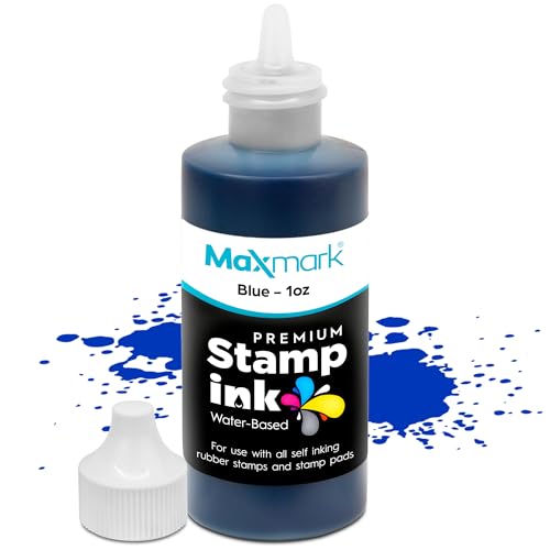 MaxMark Premium Refill Ink with Control Tip Bottle for Self-Inking Stamps, Blue Color - 1 oz. - color: Blue, size: 1 fl oz