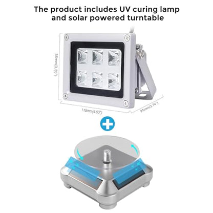 3D Printer UV Resin Curing Light with Solar Turntable 360°Rotating Stand for SLA DLP LCD 3D Printer Solidify Photosensitive Resin 405nm UV Resin Affect, DIY Curing Enclosure