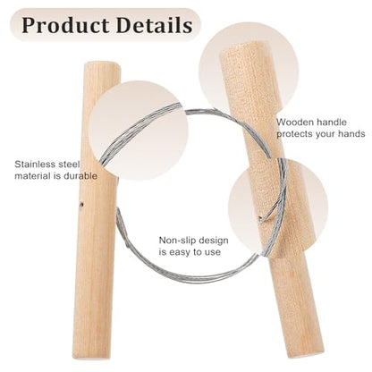 4 Pcs Clay Cutters, Pottery Wire Tools Wire Cheese Cutter Clay Tools Pottery Trimming Tool Clays Accessories for Ceramics Tool Earthenware Clays Sculpting Plasticine Dough Mud Line (Wood Color)