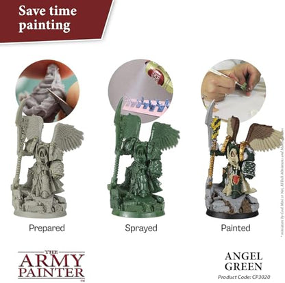The Army Painter Colour Primer Angel Green, 400 mL Acrylic Spray Primer, Spray Paint Basecoat for Miniature Priming, Tabletop Roleplaying, Boardgames, and Wargames Miniature Modelling - color: Angel Green