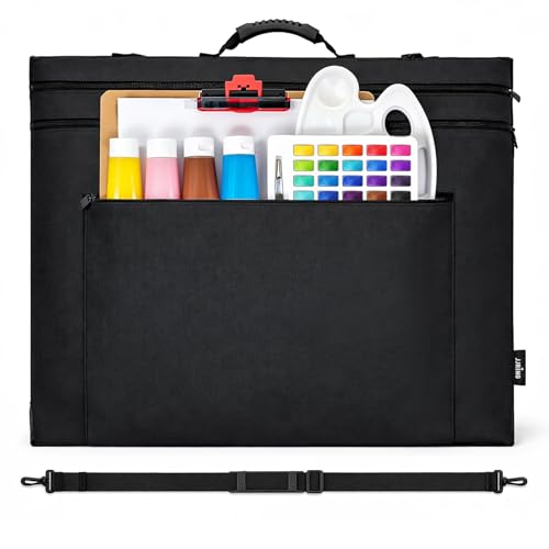JJRING 20x26 Art Portfolio Tote Bag - Large Carrying Storage Case with Handle & Adjustable Shoulder Strap, Portfolio Folder for Artwork, Posters, Canvas, Drawing Boards - size: 20''*26''