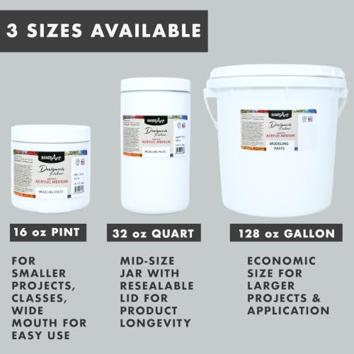 Handy Art Modeling Paste, 16 oz, Opaque White Finish, 3D Texture & Impasto | Creates Sculptural Texture & Impasto Effects, Artist Quality Medium Dries Hard, Sandable, Safe & AP Non-Toxic, Made in USA - color: Modeling Paste, size: 16 Fl Oz