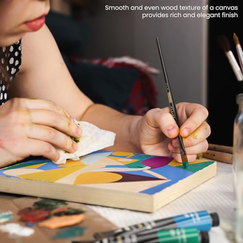ARTEZA Wood Painting Set with Acrylic Paint, Foam Paint Brushes for Acrylic Painting, Stencils, Wood Canvas Cradle Art Boards & Painter's Tape, Experience Box for Home Decor, Painting & Drawing