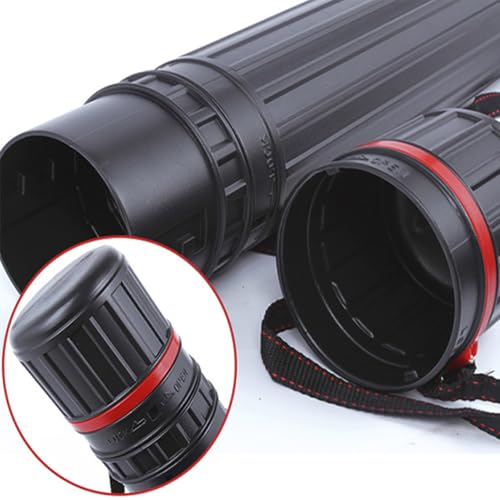 DEWEL 2Pcs Poster Tube Extends from 30" to 51", Waterproof Telescoping Plastic Art Tube for Poster Art Document Blueprint Fishing Rod, Light Resistant with Carrying Strap(Black XL Size) - color: Black (Striped), size: X-Large