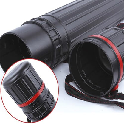 DEWEL 2Pcs Poster Tube Extends from 30" to 51", Waterproof Telescoping Plastic Art Tube for Poster Art Document Blueprint Fishing Rod, Light Resistant with Carrying Strap(Black XL Size) - color: Black (Striped), size: X-Large