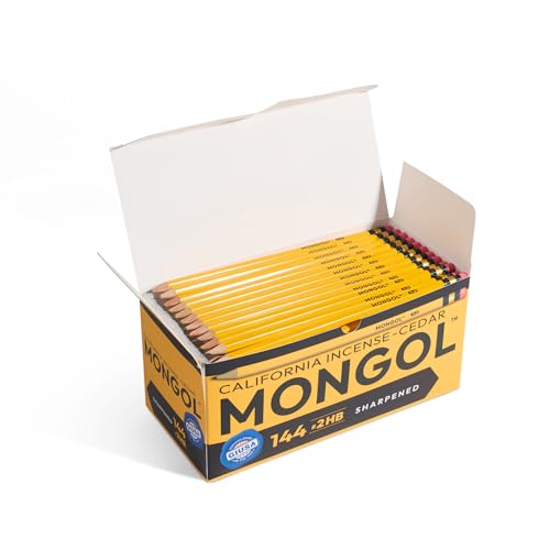 Mongol Classic Incense Cedar #2 Pencil - 144-Pack - Pre-sharpened, European Graphite Core, US Grown Cedar, Smudge Free Eraser – Nontoxic PMA Certified - size: 1 Count (Pack of 144)