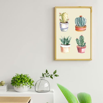 Ginkko Paint by Numbers Kit for Adults Beginner & Kids Ages 8-12 with Wooden Frame Easy Acrylic on Canvas 8x12 inch with Paints and Brushes, Cactus Plant(Include Framed) - color: Cactusplant framed, size: 8x12 Inch