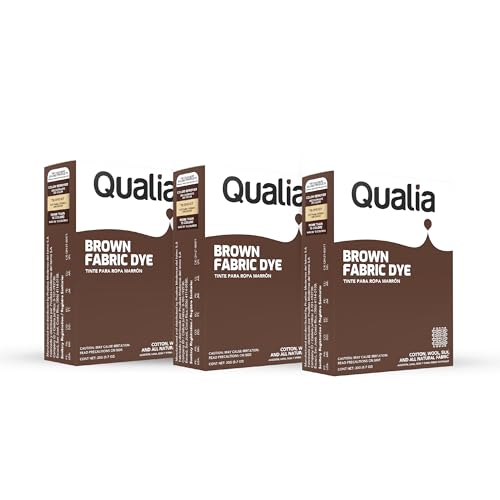 Qualia All Purpose Powder Fabric Dye, Easy to Use Dye for Natural Fabrics: Cotton, Wool, Silk, Wood, & Linen, Ultra Concentrated Colors, Brown, 3 Pack - color: Brown, size: 3