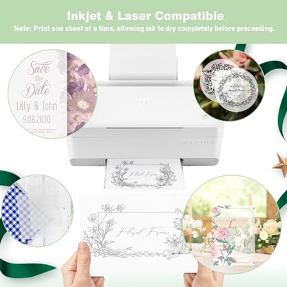 JAGERGREEN Vellum Paper 8.5 x 11 Inches 100GSM 100 Sheets, Thick Translucent Printable Vellum Paper for Invitations, Vellum Jackets, Envelopes, Crafts, Wedding Belly Bands, Tracing Paper for Sketching - size: 100 PCS