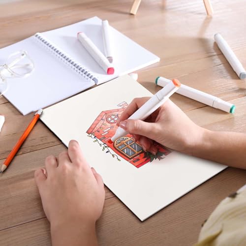 Kosiz 4 Pcs Marker Paper Pad 120 Sheets 8.27 x 11.69 Inch Total Marker Paper 80 GSM Marker Paper Sketchbook Marker Sketchbook Bleedproof Marker Pad for Drawing Coloring Alcohol Markers Art Gift