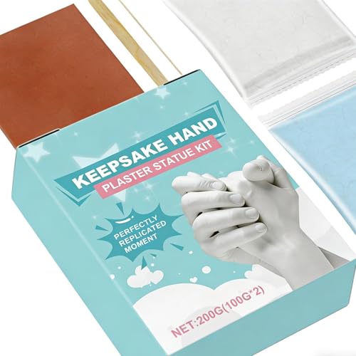 Couples Hand Casting Kit, Plaster Powder 3D Mold Kit for Making Hand Sculptures, DIY Memory Keepsakes, Home Decoration, Gift, Art, Craft Use