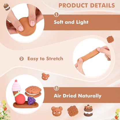 WinnerWhy 72 Pcs 38oz Air Dry Clay Modeling Magic Ultra Light Modeling Clay for Kids DIY for Sculpting Air Dry School Gift(Light Brown) - color: Light Brown