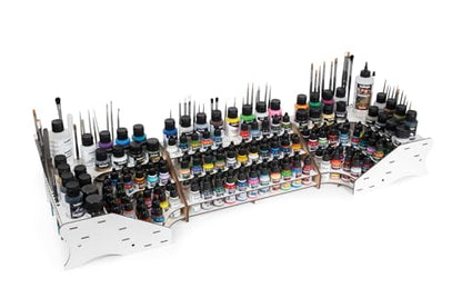 Vallejo - Front Paint Organizer Rack for Scale Models and Miniatures, Holds up to 52 Bottles of 18 ml. (0.6 fl.oz.), 8 Bottles of 35 ml. (1.18 fl.oz.) or 60 ml. (2.02 fl.oz.) and 22 Brushes - style: Front Paint & Brush Organizer Rack