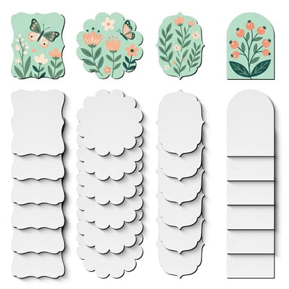 AUREUO Retro Magnetic Mini Canvas Boards for Painting - 2.5 Inch 24 Pack Shaped Small Canvases for Crafts Tiny Painting Canvas Panel for Acrylic Paint & Markers Art Gift - size: 2.5", Various Shaped Canvas Panel