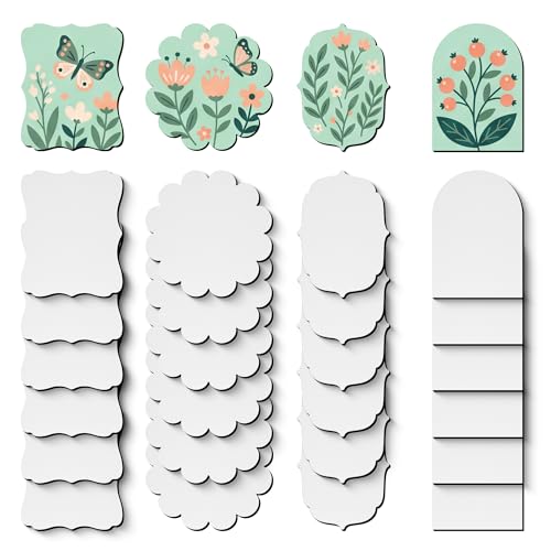 AUREUO Retro Magnetic Mini Canvas Boards for Painting - 2.5 Inch 24 Pack Shaped Small Canvases for Crafts Tiny Painting Canvas Panel for Acrylic Paint & Markers Art Gift - size: 2.5", Various Shaped Canvas Panel
