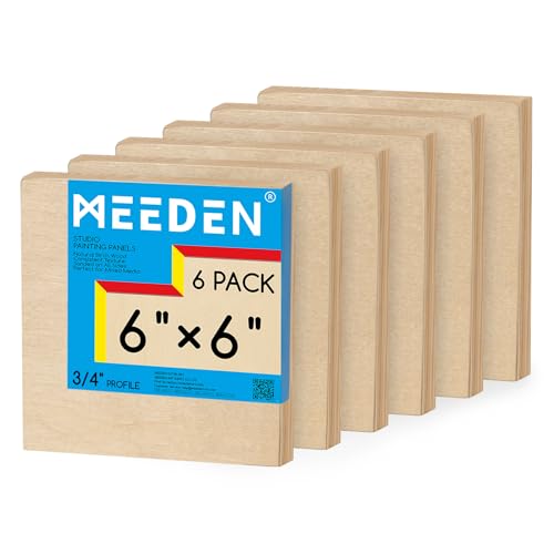 MEEDEN Unfinished Wood Canvas Board: 3/4” Deep 6x6” Wooden Canvas Panel Pack of 6 - Blank Cradled Wood Art Board for Painting - size: 6"x6"- 6 Pack
