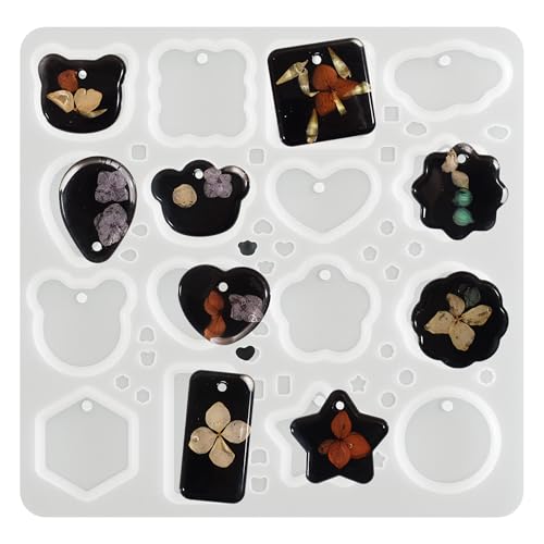16 Cavity Pendant Molds - Heart, Animal, Candle & More - Resin & Silicone Making Molds - color: pendant-3396