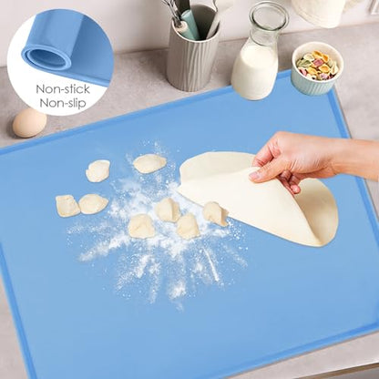Standard Silicone Table Placemat-Food Grade Kids Dinner Placemat Reusable Countertop Mats Dough Pad with Raised Edges Blue Silicone Mat Heat Resistant for Air Fryer (1Pack 23.6'' x 15.7'') - color: Dark Blue, size: 23.6"L x 15.7"W