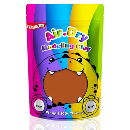 ifergoo Brown Air Dry Clay, DIY Creative Modeling Clay for Kids, Super Light Magic Foam Clay for Kids Age 3-12, Soft, No-Sticky & Non-Toxic, Molding Clay for School Art & Craft Project(100g/3.5oz) - color: Brown/100g