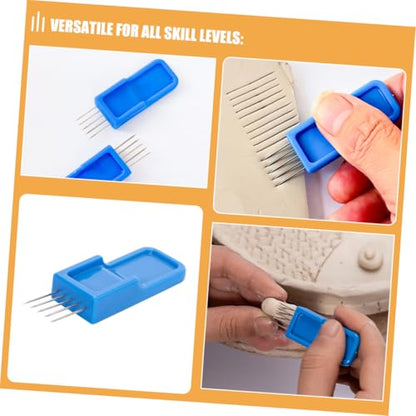Housoutil 2pcs Pin Texture Brush for Clay Pottery Scoring Tool Kit Clay Texture Roller for Adults Beginners Pottery Tools Set