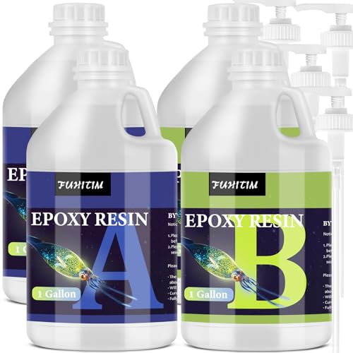 Epoxy Resin 4 Gallon - Crystal Clear Epoxy Resin Kit - Self-Leveling, High-Glossy, No Yellowing, No Bubbles Casting Resin Perfect for Crafts, Table Tops, DIY 1:1 Ratio (2 Gallon x 2) - size: 4 Gallon