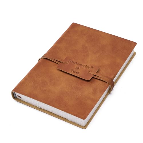 tumuarta Deckle Edge Watercolor Paper Sketchbook, 100% Cotton Vintage Leather Journal, 140 Lb, 300 GSM, 24 Sheets Handmade Diary for Mixed Media Techniques. (Brown, 4"x6") - color: brown, size: 4"x6"